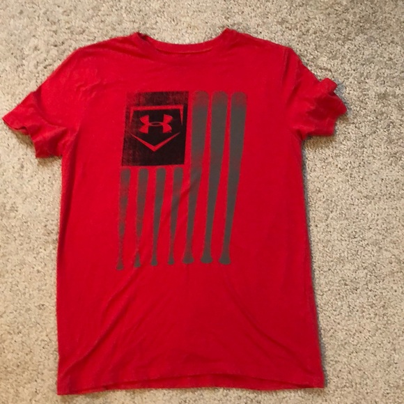 Under Armour Boys Red Baseball Graphic Shirt – Youth Large - Picture 2 of 10